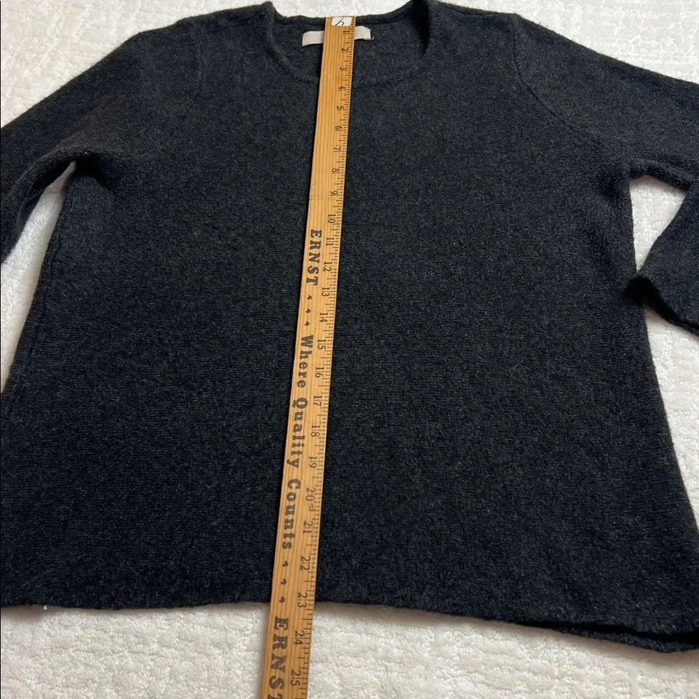 Loft charcoal gray wool blend pullover sweater 3/4 bell sleeves M - Picture 7 of 9